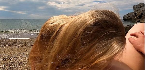 BEST POV BLOWJOB ON BEACH Deepthroat and Cum in Mouth JessiJek